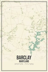 Retro US city map of Barclay, Maryland. Vintage street map.