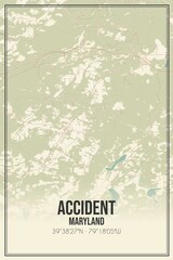 Retro US city map of Accident, Maryland. Vintage street map.