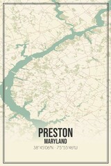 Fototapeta premium Retro US city map of Preston, Maryland. Vintage street map.