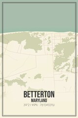 Retro US city map of Betterton, Maryland. Vintage street map.