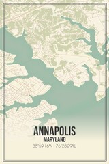 Retro US city map of Annapolis, Maryland. Vintage street map.