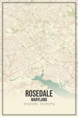 Retro US city map of Rosedale, Maryland. Vintage street map.