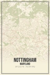 Retro US city map of Nottingham, Maryland. Vintage street map.