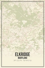 Retro US city map of Elkridge, Maryland. Vintage street map.