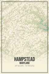 Retro US city map of Hampstead, Maryland. Vintage street map.