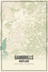 Retro US city map of Gambrills, Maryland. Vintage street map.
