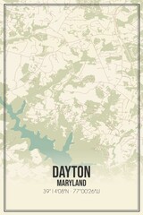 Retro US city map of Dayton, Maryland. Vintage street map.