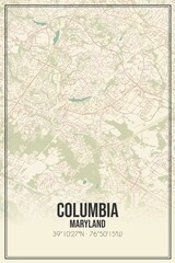 Retro US city map of Columbia, Maryland. Vintage street map.