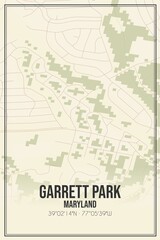 Retro US city map of Garrett Park, Maryland. Vintage street map.