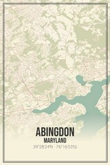 Retro US city map of Abingdon, Maryland. Vintage street map.