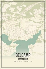 Retro US city map of Belcamp, Maryland. Vintage street map.