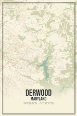 Retro US city map of Derwood, Maryland. Vintage street map.