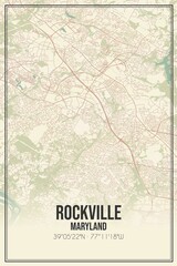 Retro US city map of Rockville, Maryland. Vintage street map.