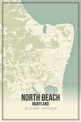 Retro US city map of North Beach, Maryland. Vintage street map.