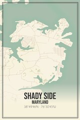 Retro US city map of Shady Side, Maryland. Vintage street map.