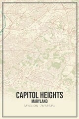 Retro US city map of Capitol Heights, Maryland. Vintage street map.