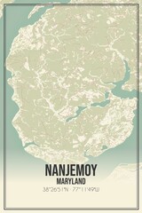 Retro US city map of Nanjemoy, Maryland. Vintage street map.