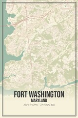 Retro US city map of Fort Washington, Maryland. Vintage street map.