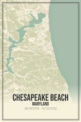 Retro US city map of Chesapeake Beach, Maryland. Vintage street map.