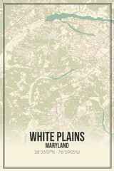 Retro US city map of White Plains, Maryland. Vintage street map.