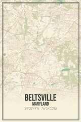 Retro US city map of Beltsville, Maryland. Vintage street map.