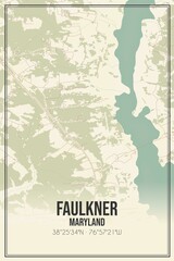Retro US city map of Faulkner, Maryland. Vintage street map.