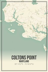 Retro US city map of Coltons Point, Maryland. Vintage street map.