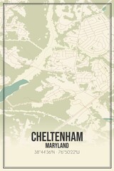 Retro US city map of Cheltenham, Maryland. Vintage street map.