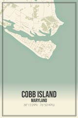 Retro US city map of Cobb Island, Maryland. Vintage street map.