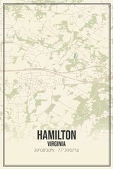 Retro US city map of Hamilton, Virginia. Vintage street map.
