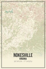 Retro US city map of Nokesville, Virginia. Vintage street map.