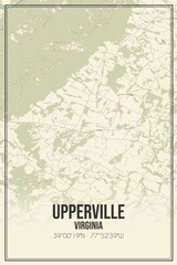 Retro US city map of Upperville, Virginia. Vintage street map.