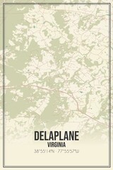 Retro US city map of Delaplane, Virginia. Vintage street map.