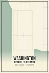 Retro US city map of Washington, District of Columbia. Vintage street map.