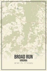 Retro US city map of Broad Run, Virginia. Vintage street map.