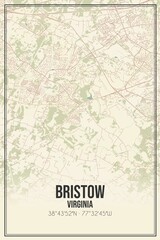 Retro US city map of Bristow, Virginia. Vintage street map.