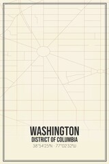 Retro US city map of Washington, District of Columbia. Vintage street map.