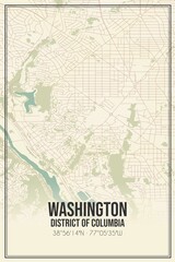 Fototapeta na wymiar Retro US city map of Washington, District of Columbia. Vintage street map.
