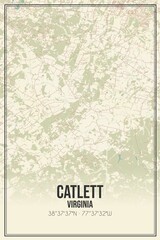Retro US city map of Catlett, Virginia. Vintage street map.