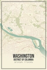 Retro US city map of Washington, District of Columbia. Vintage street map.