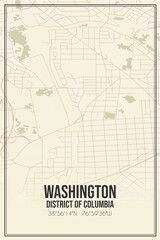 Retro US city map of Washington, District of Columbia. Vintage street map.