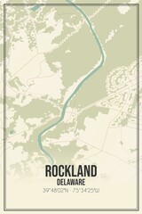 Retro US city map of Rockland, Delaware. Vintage street map.