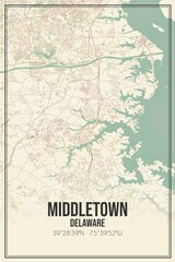 Retro US city map of Middletown, Delaware. Vintage street map.