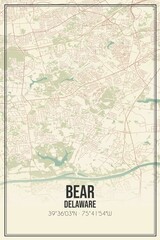 Retro US city map of Bear, Delaware. Vintage street map.