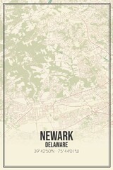 Retro US city map of Newark, Delaware. Vintage street map.