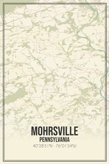 Retro US city map of Mohrsville, Pennsylvania. Vintage street map.