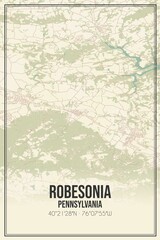 Retro US city map of Robesonia, Pennsylvania. Vintage street map.