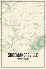 Retro US city map of Shoemakersville, Pennsylvania. Vintage street map.