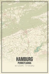 Retro US city map of Hamburg, Pennsylvania. Vintage street map.