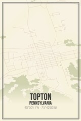 Retro US city map of Topton, Pennsylvania. Vintage street map.